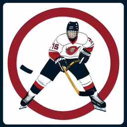 the hockey player is wearing his jersey and is skating