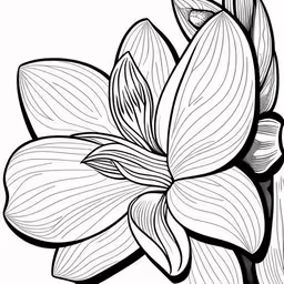 a black and white outline drawing of an orchid