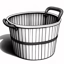 a white container has handle and is painted black
