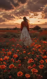there is a woman that is standing in the field