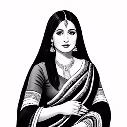 an illustration of an indian woman in traditional dress