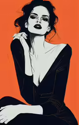 a black and white drawing of a woman