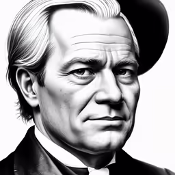 a black and white photo of a man in a suit and hat