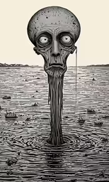 a drawing that is in the shape of an upside down head