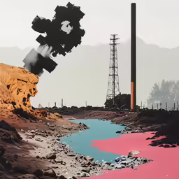 this is an image of a barren field with pink paint on it