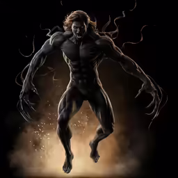 an artistic image of a male body builder in the dark