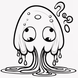 a cartoon octopus with eyes and a question mark