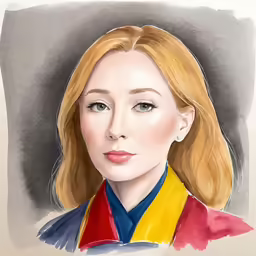 a drawing of a woman with red hair