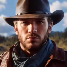 the man in this hat is looking to his left