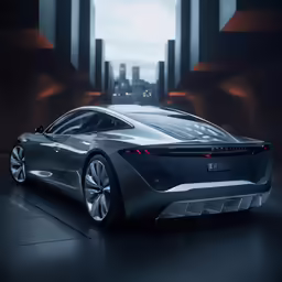 a futuristic looking car is shown at night