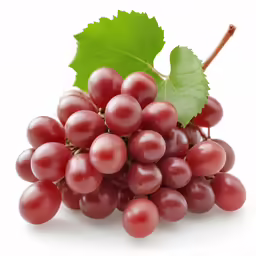 grapes with green leaf on white background