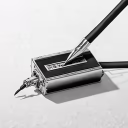 an ink pen and box are lying on a table