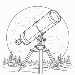 an outline drawing of a telescope