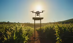 a white drone sitting on top of a pole