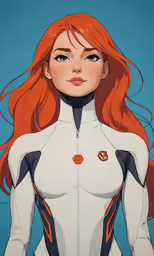 a woman with red hair in uniform