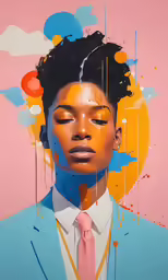 a painting by an african american artist titled a man with his eyes closed