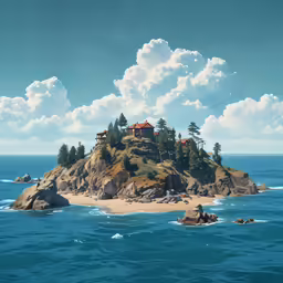 a small island on the edge of a large body of water