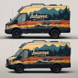 a van wrap design for an outdoor camping company