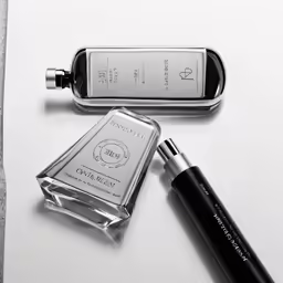 a pen and a lighter on a white table