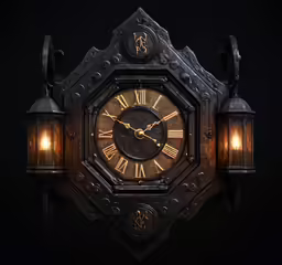 this is an old - fashioned clock that has lights on it