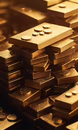 a pile of gold bars on top of each other