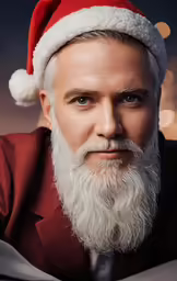 a man with a beard wearing a santa hat