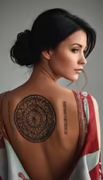 a woman with a tattoo is shown