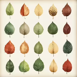 the leaves are arranged in a grid on the wall