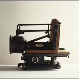 an old camera chair on top of a chair