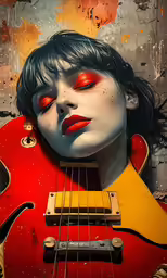 a portrait of a person wearing makeup with guitar