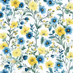 the blue and yellow flower design is shown