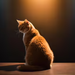 a cat sitting on a table in the shade