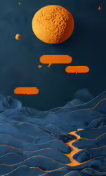 orange and white shapes on an image in the sky