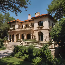 a home in the woods with stairs to it