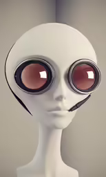 an artificial head wearing glasses and a hat