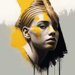 an image of a girl painted with yellow