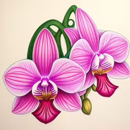 pink flowers on a green stem with leaves,some flowers in a pot on the table