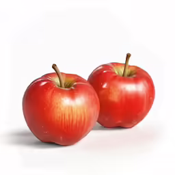 a couple of red tomatoes sitting on top of each other