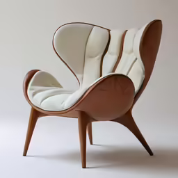 a wooden chair that has some fabric on it