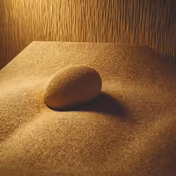 there is a small rock on the bed