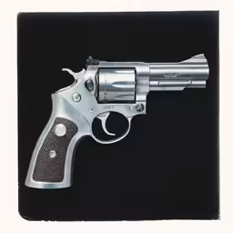 a silver revolver with a black background