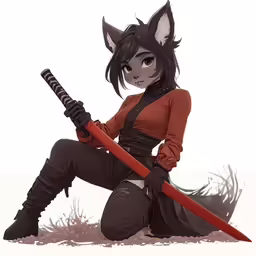 a woman in a costume with an anime sword