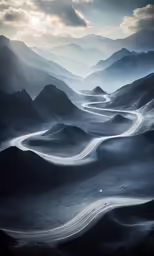 a mountainous landscape is shown in this image