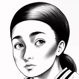 a drawing of an asian girl wearing a shirt and tie