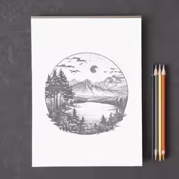 pencils and some ink on a paper next to an envelope