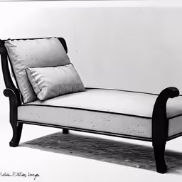 a couch with two pillows on it is shown