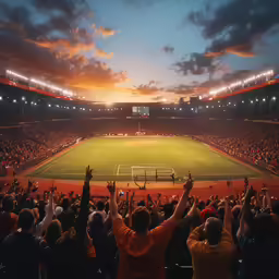several people cheering for the game on the field