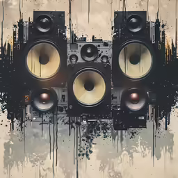 two large speakers are on top of each other