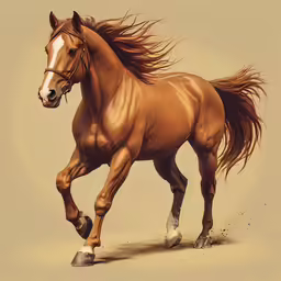 a horse galloping across a sandy surface