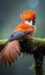 an orange colored bird perched on a branch